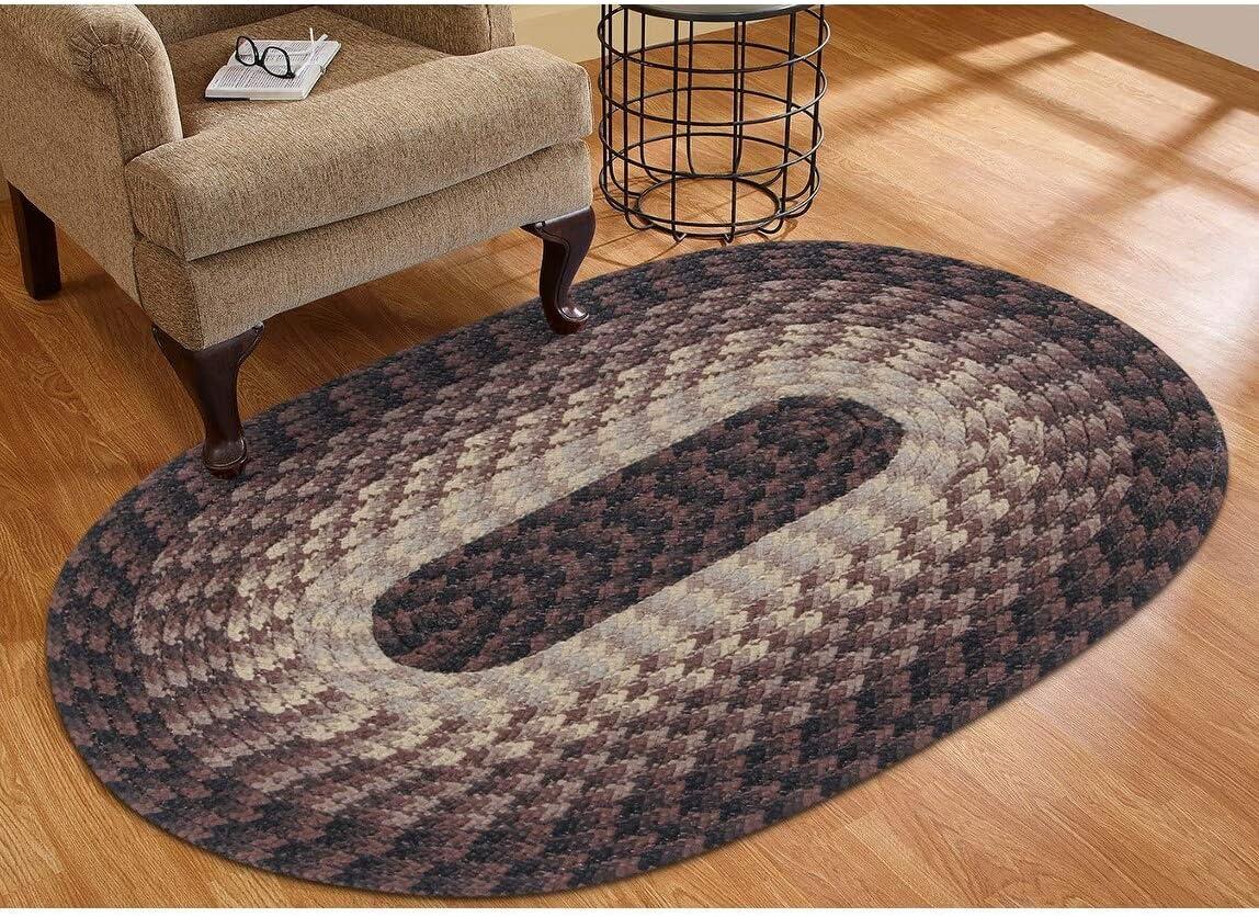 48" x 72" Alpine Collection Chocolate Stripe Reversible Indoor Area Utility Oval Rug - Better Trends