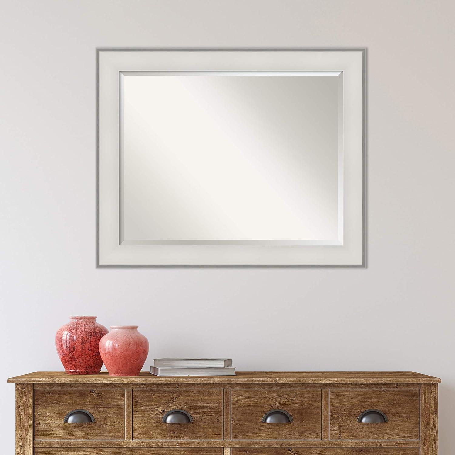 Imperial Silver Rectangular 33" x 40" Bathroom Vanity Wall Mirror