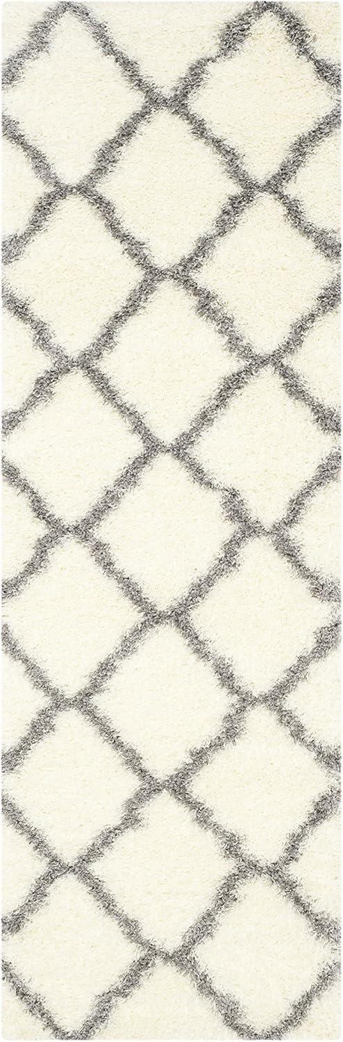Montreal Shag SGM866 Power Loomed Runner Rug - Ivory/Grey - 2'3"x9' - Safavieh.