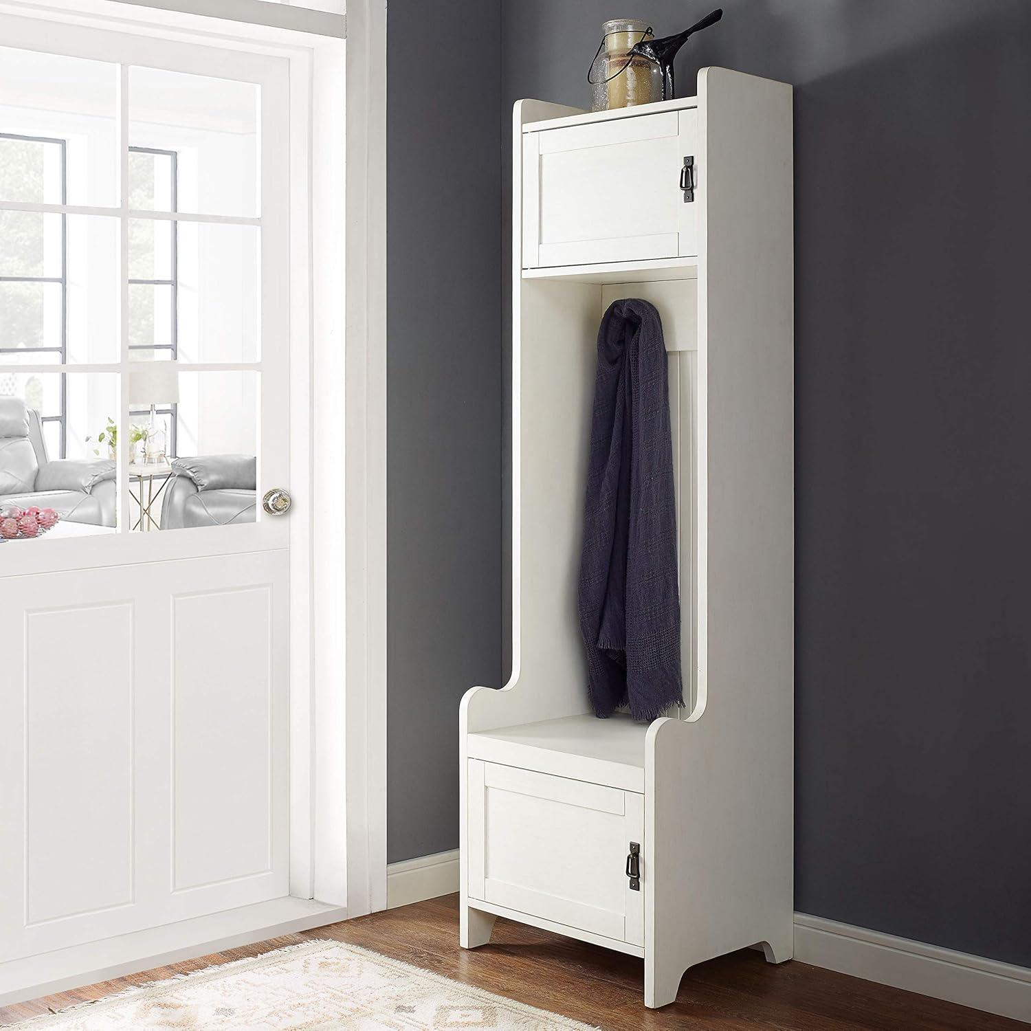 Fremont Entryway Tower White - Crosley: Antique Finish Hall Tree, Wood Veneer, Mudroom Organizer with Hooks