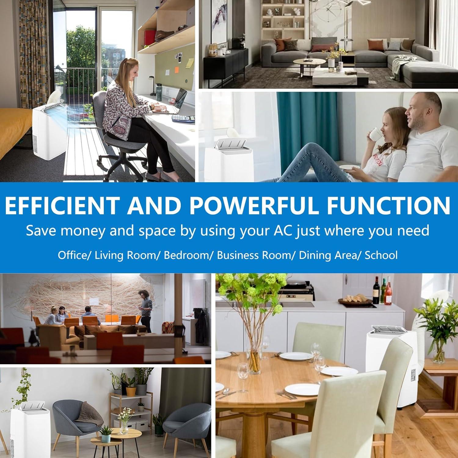 White 14000 BTU Portable Air Conditioner with Remote and Sleep Mode