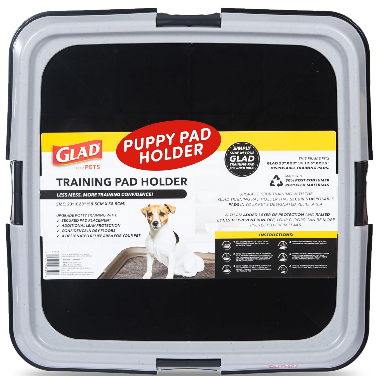 GLAD For Pets Dog Training Pad Potty Training Pad Holder with Leak Protection 23"x23"