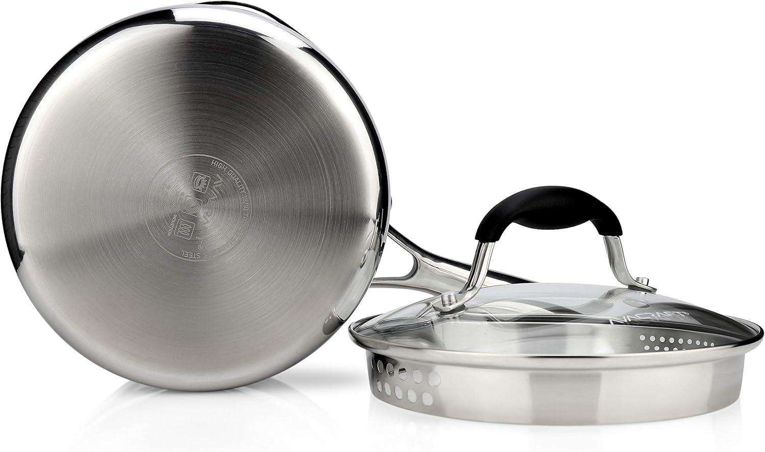 2.5 Quart Stainless Steel Saucepan with Glass Strainer Lid