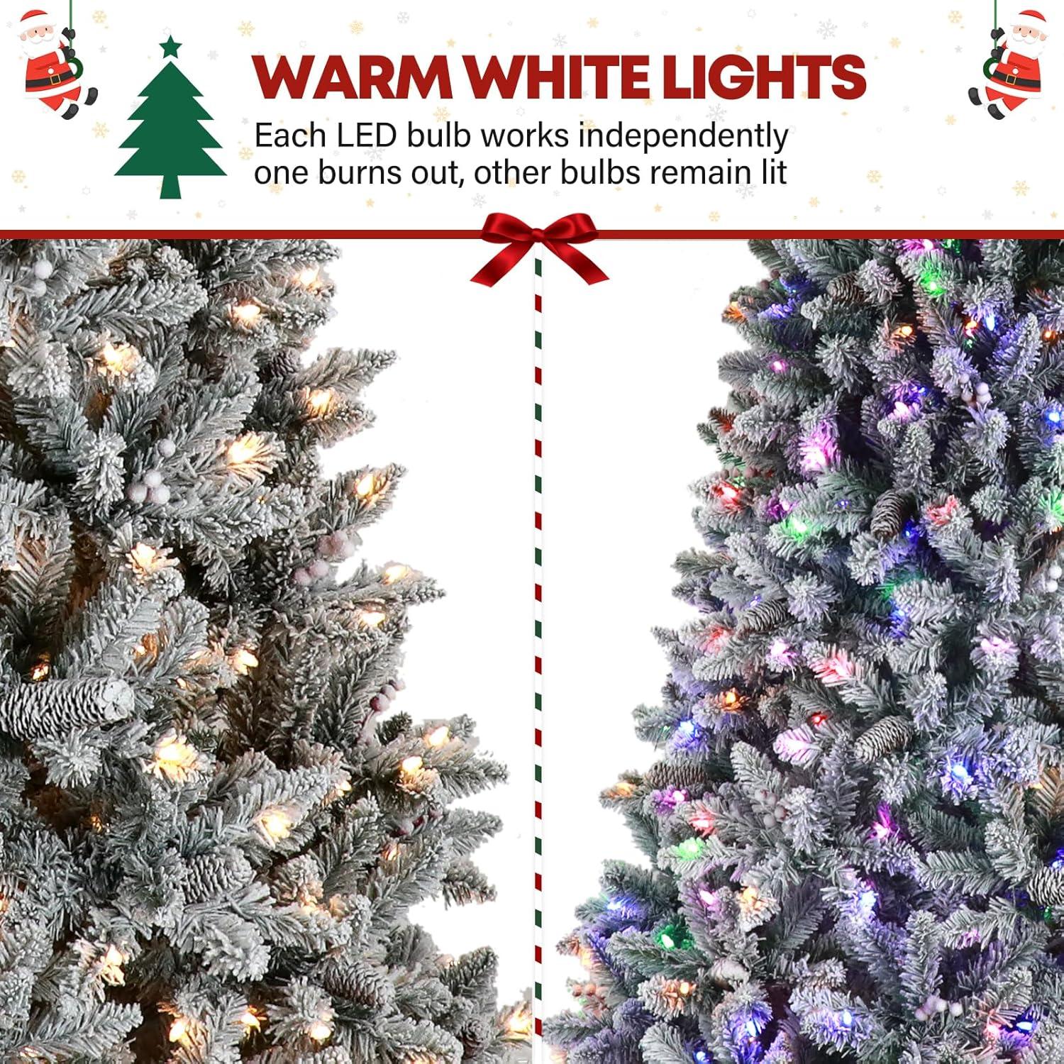 Home Accents Holiday 6.5 Ft. Pre-Lit LED Festive Pine Flocked Artificial Christmas Tree