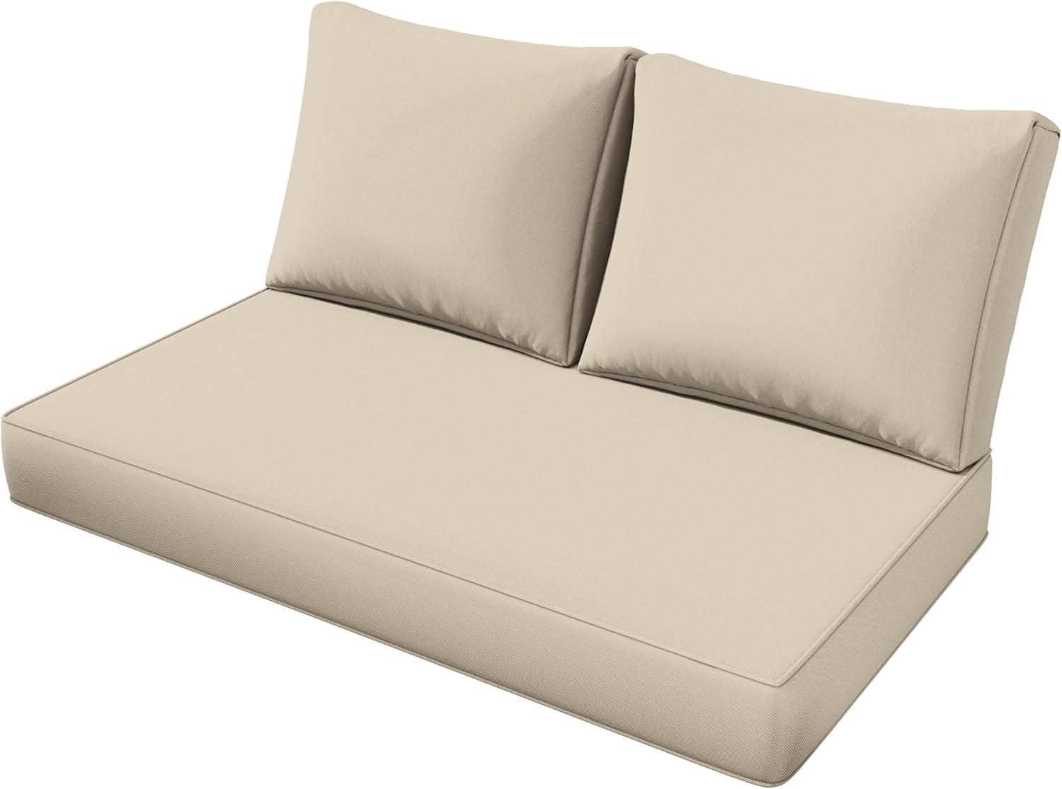 Outdoor Loveseat Cushion Set 46 X 26 Inch Water Repellent & Fadeness Patio Furniture Cushions,Removable Outdoor Couch Cushions with Hidden Zipper & Adjustment Staps for Couch, Bench, and Swing