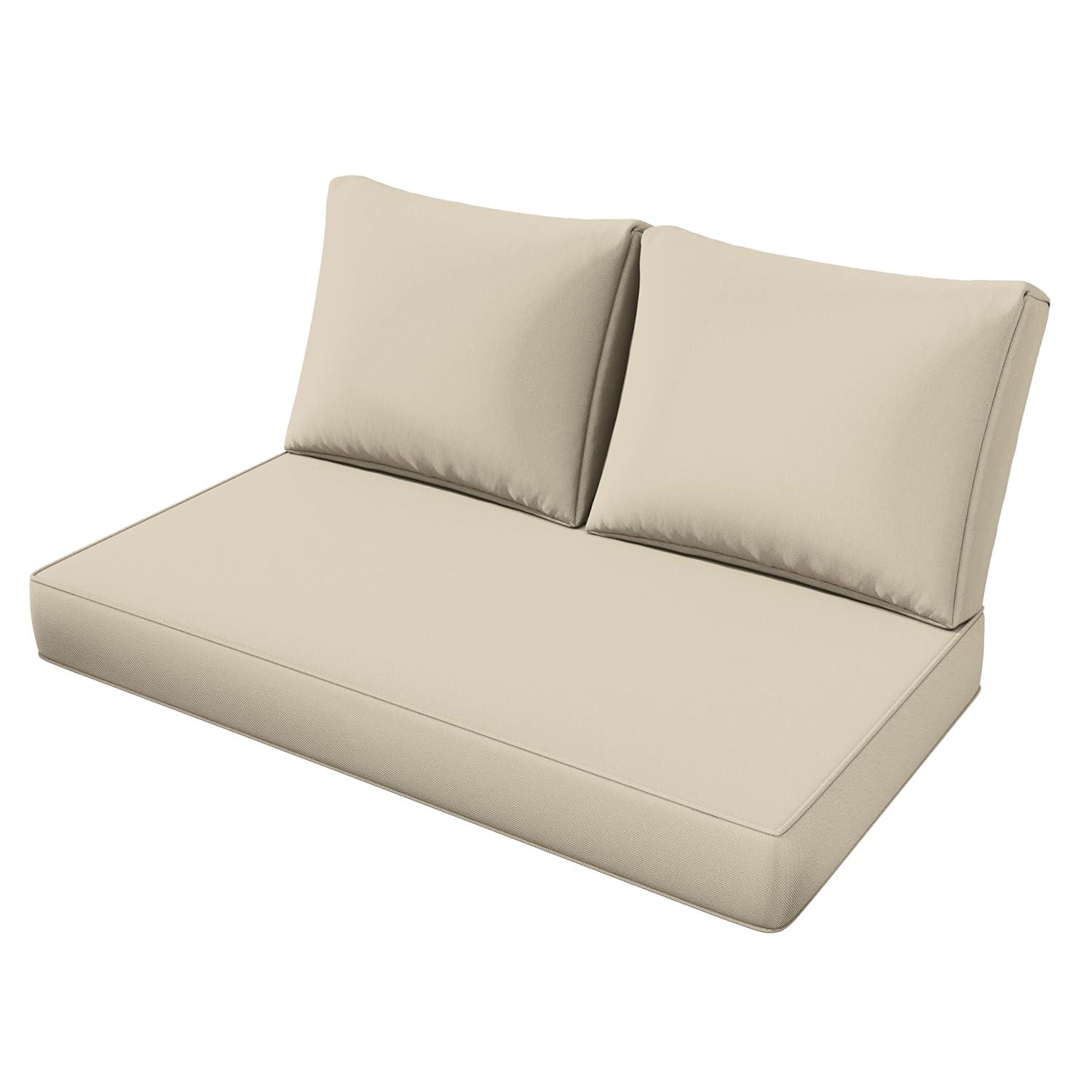 Outdoor Loveseat Cushion Set 46 X 26 Inch Water Repellent & Fadeness Patio Furniture Cushions,Removable Outdoor Couch Cushions with Hidden Zipper & Adjustment Staps for Couch, Bench, and Swing