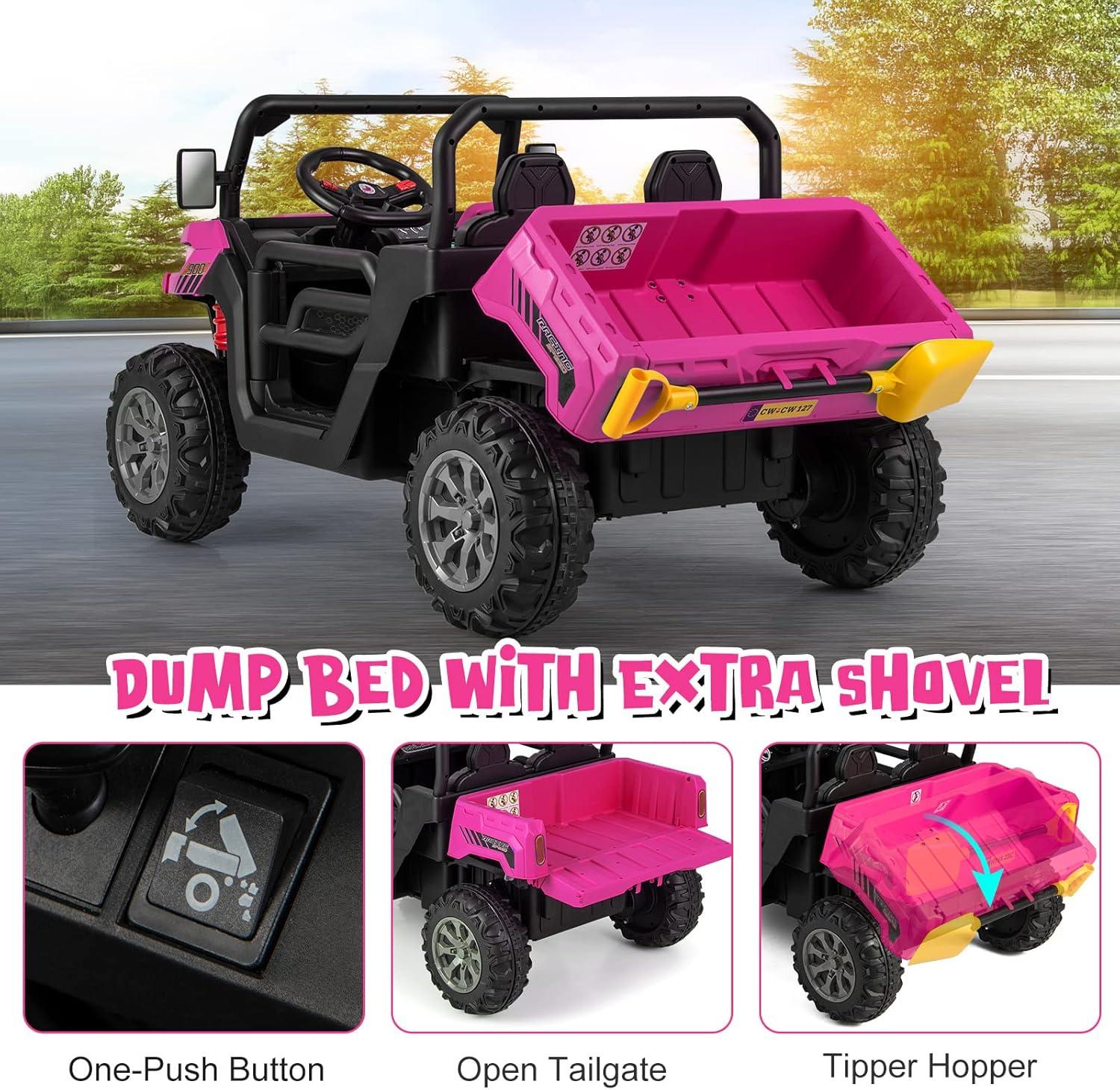 Himimi Delia Himimi 24 Voltage  Ride On Dump Truck, 2 Seater Kids UTV with Electric Dump Bed, Remote Control