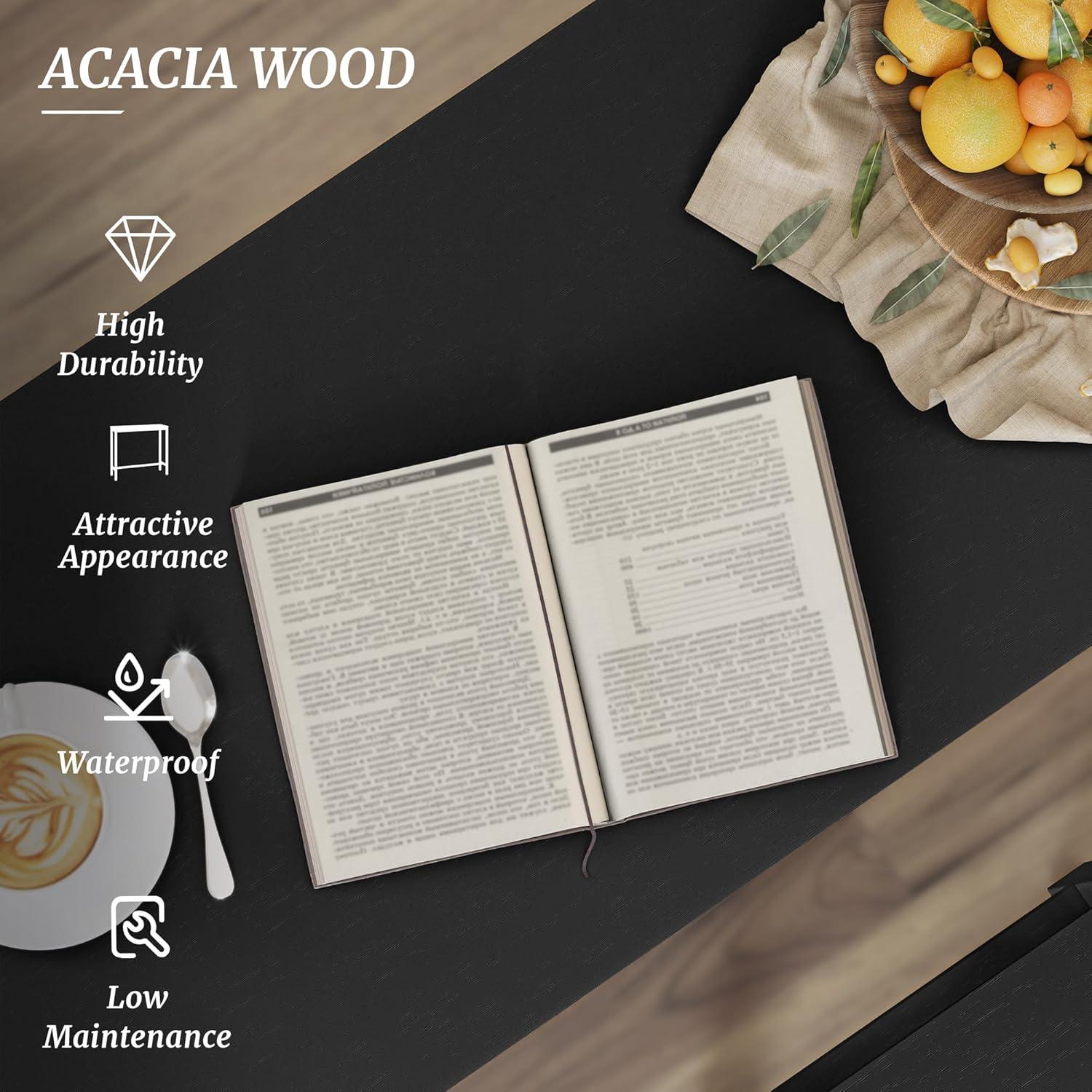 38" Teak Brown Acacia Wood Counter Height Bar Table