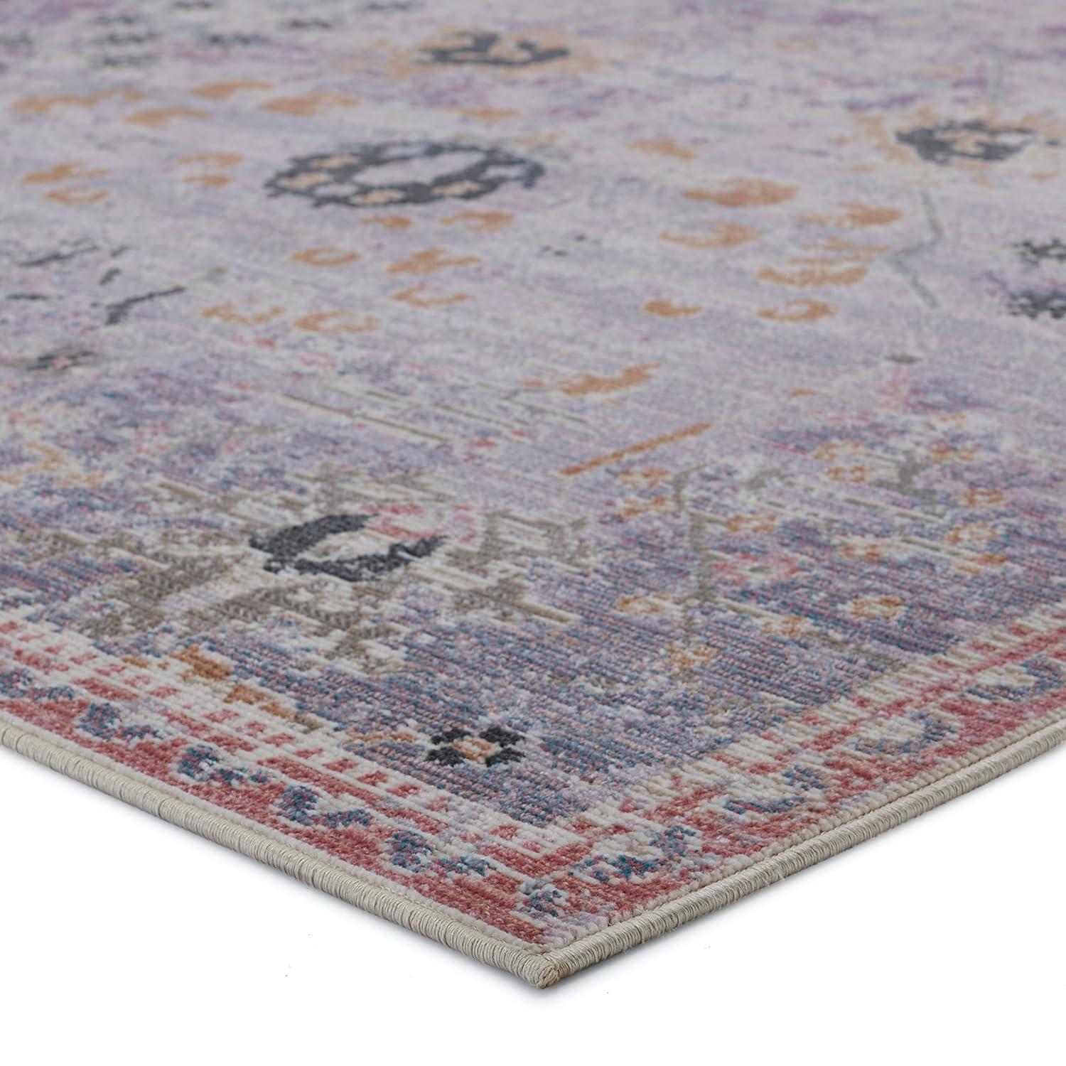 2'6"x4' Elva Indoor/Outdoor Oriental Area Rug Purple/Gold - Jaipur Living: Mid-Century Modern Floral, Weather-Resistant