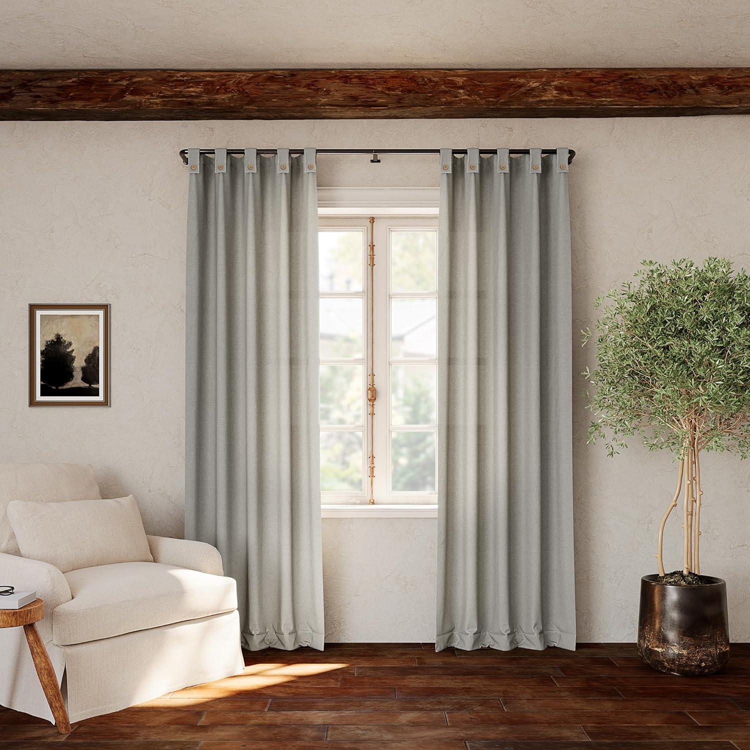 Archaeo Cotton Blend Button Tab Top Curtain, 40"x84", Gray