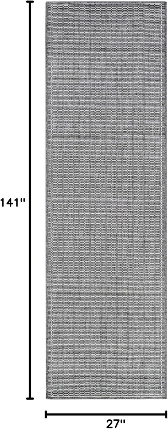 Couristan Recife Saddle Stitch Indoor /Outdoor Area Rug, Grey- White, 2'3" x 11'9" Runner