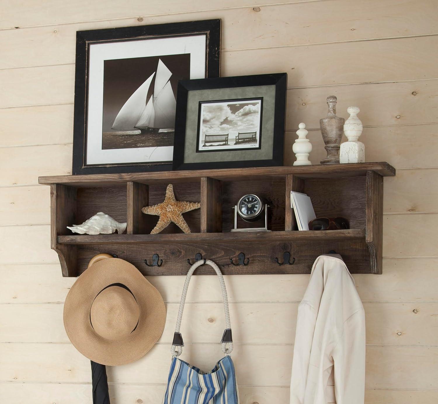 48 in. Pomona Metal & Wood Entryway Coat Hook with Storage Cubbies