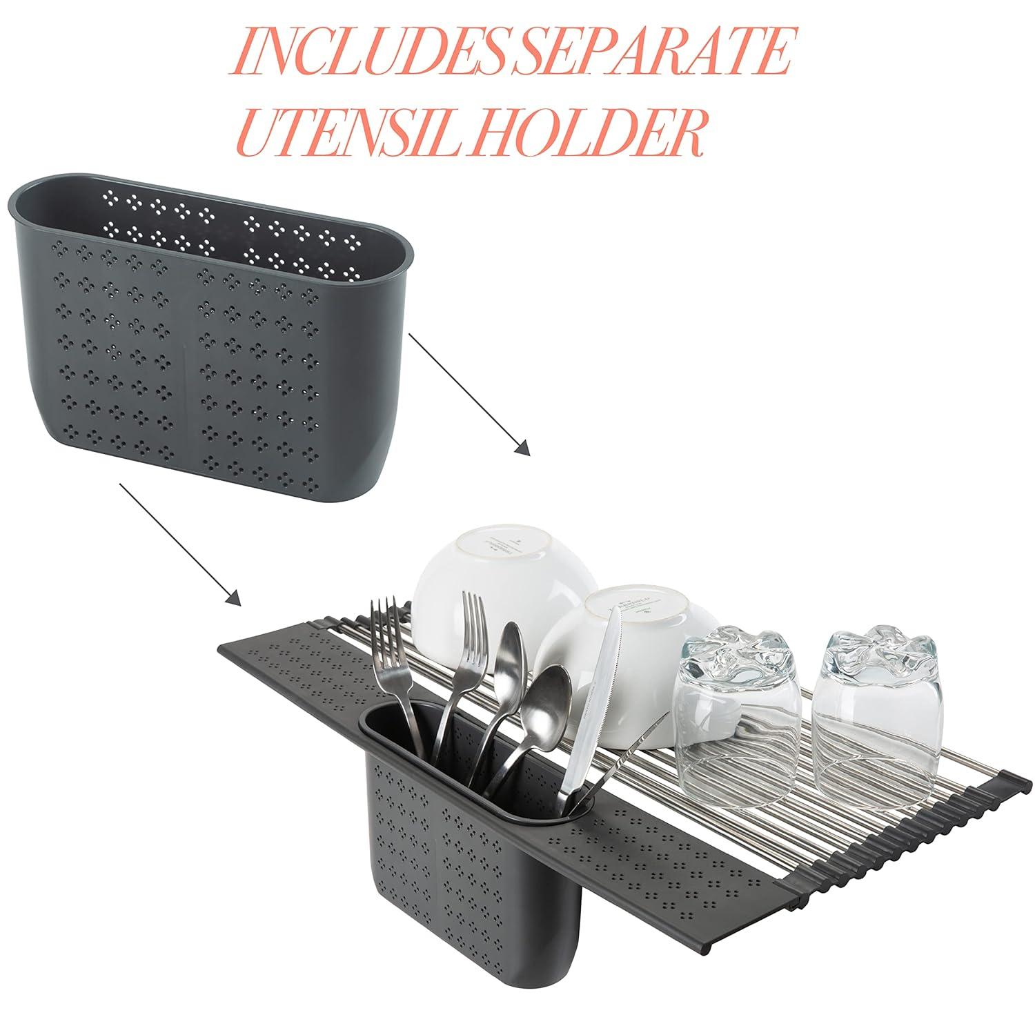 Kitchen Details Adjustable Stainless Steel Over The Sink Dish Rack