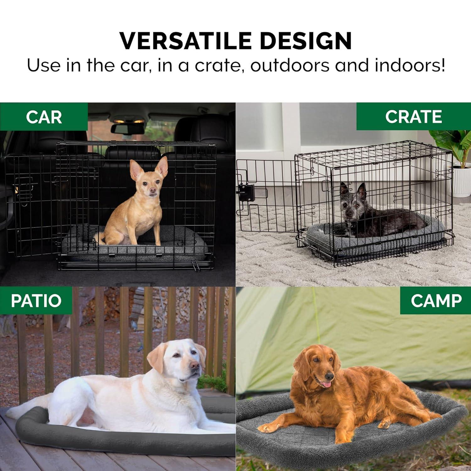 FurHaven Faux Lambswool Crate Bolster Pet Bed