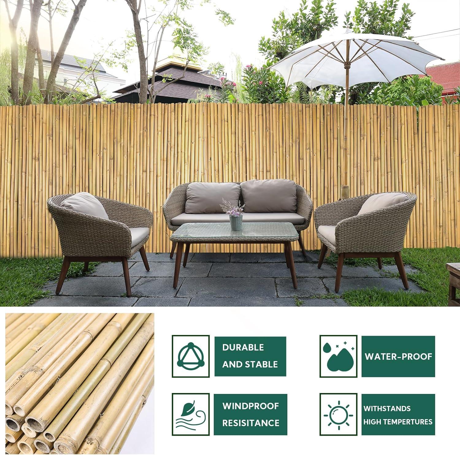Backyard X-Scapes Natural Bamboo Fencing Decorative No Dig Fence Panels 3/4" D