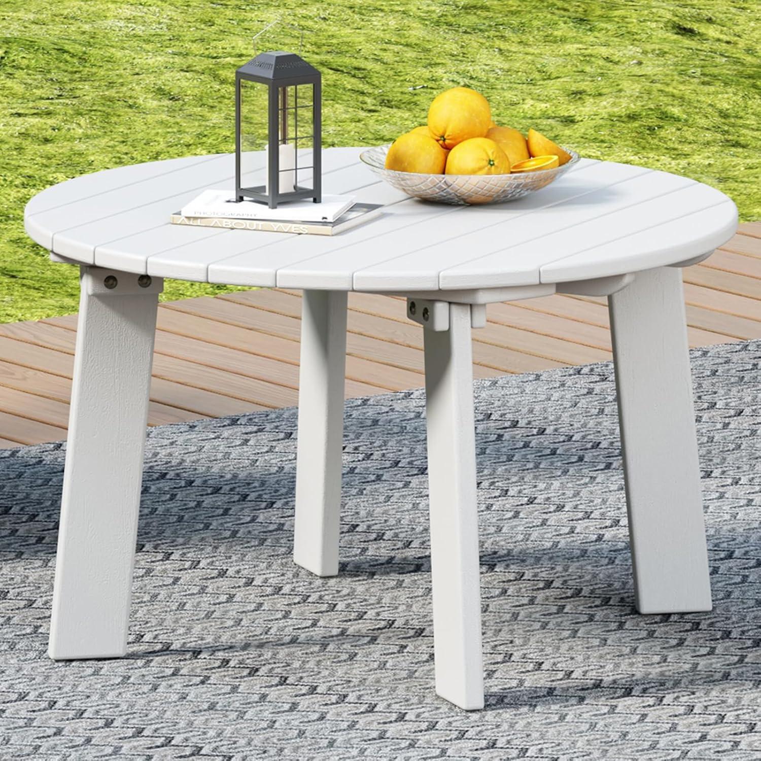 White Round Plastic Outdoor Adirondack Side Table