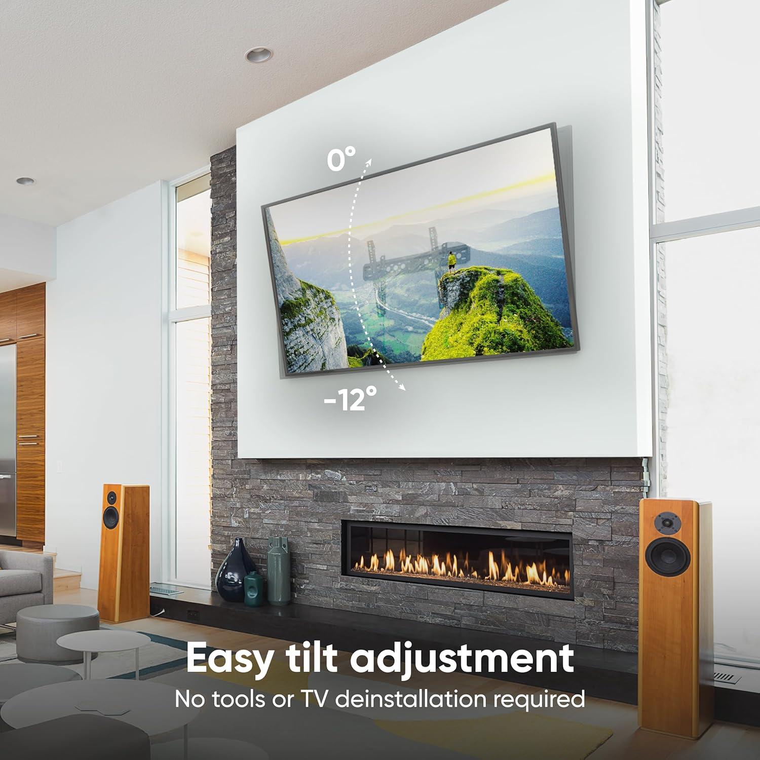 ONKRON Tilting TV Wall Mount with Low Profile Design for 43 to 85-inch LCD LED OLED Flat Panel TV Screens up to 80 lbs Ultra Slim TM6