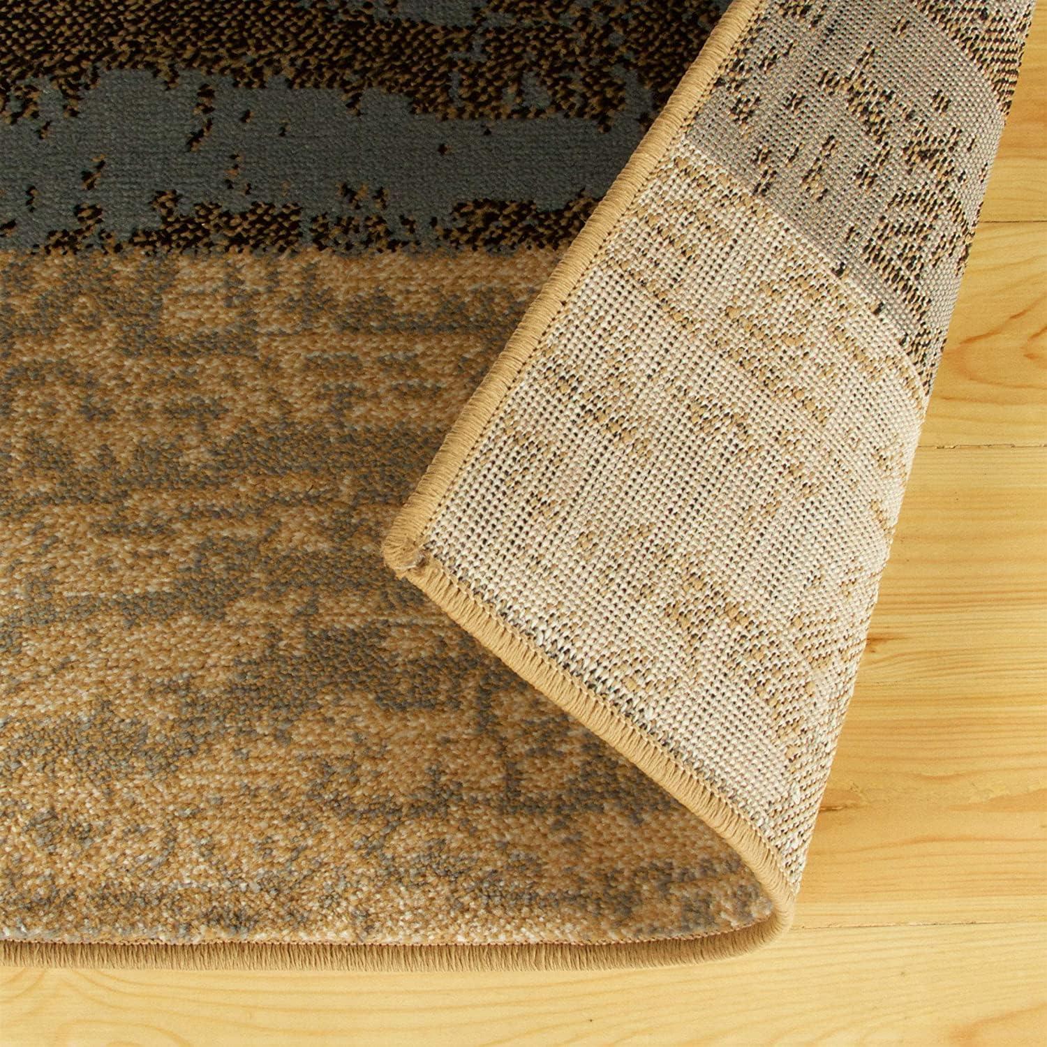 Superior Alfombra de Área de 3' x 5' para Sala de Estar, Dormitorio, Alfombras Geométricas Rockwood para Interiores, Azul Claro-beige