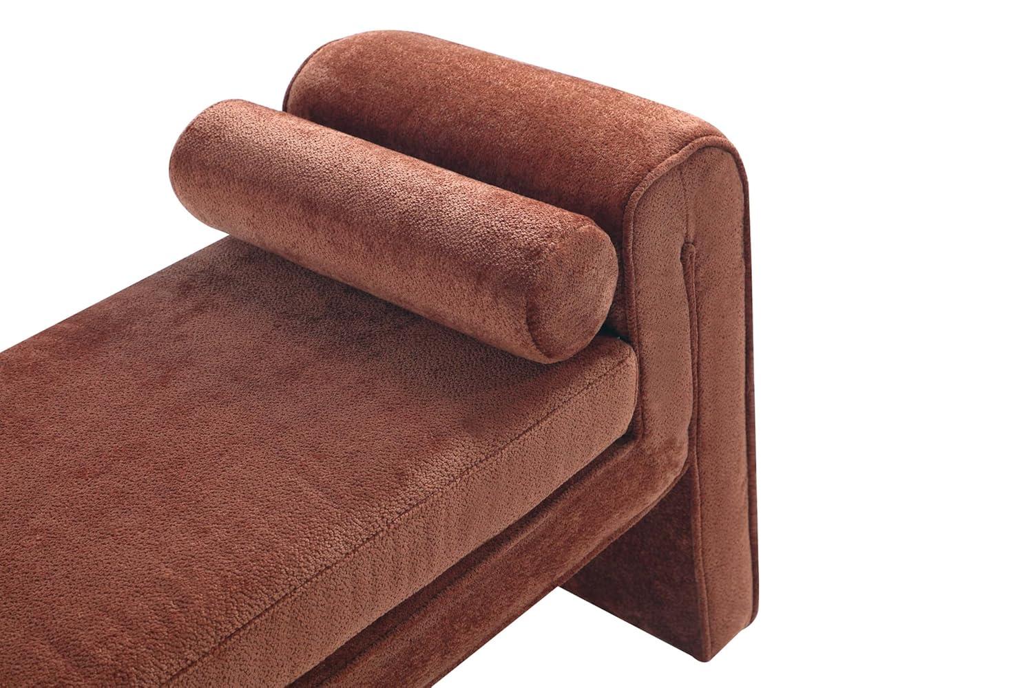 Manhattan Comfort 59" Concord Modern Chenille Upholstered Bench Terracotta