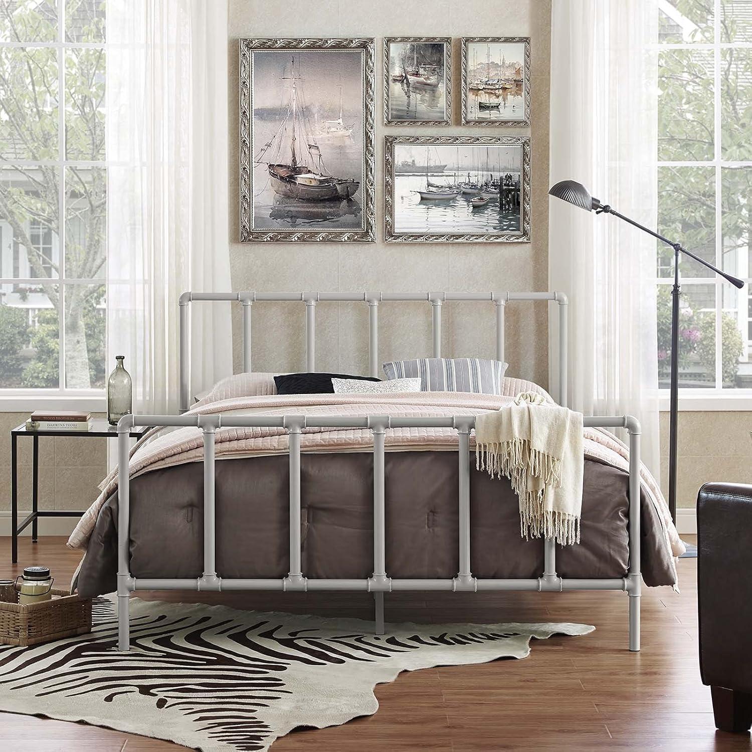 Dower Queen Stainless Steel Bed Gray