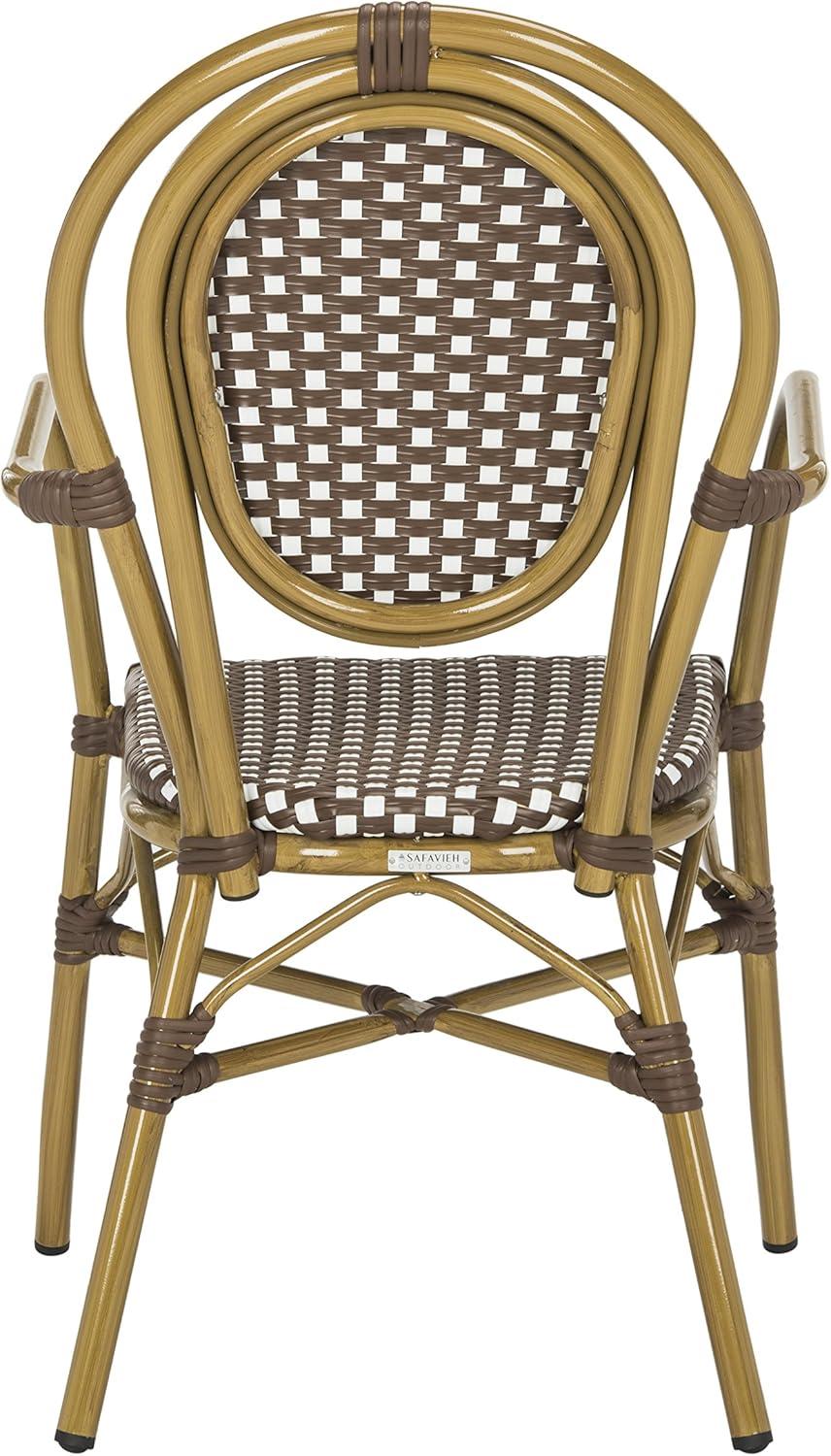 Côte d'Azur Inspired Brown & White Wicker Bistro Arm Chair