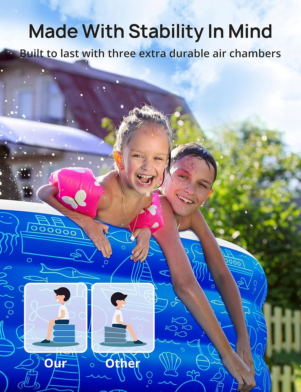 Large Blue Inflatable PVC Pool with Canopy