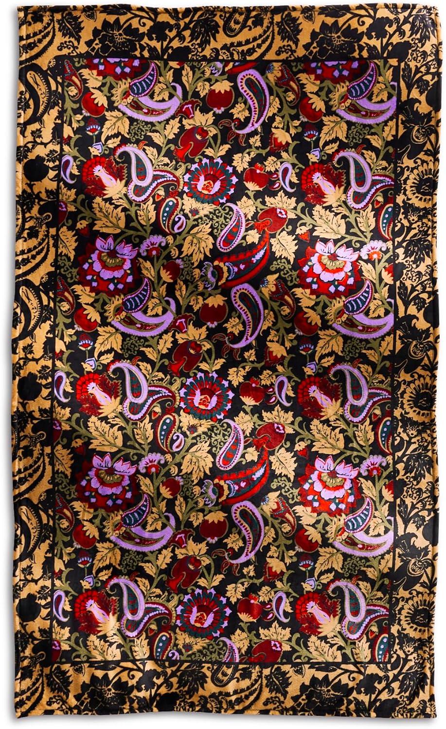 Midnight Garden Paisley Fleece Plush Throw Blanket