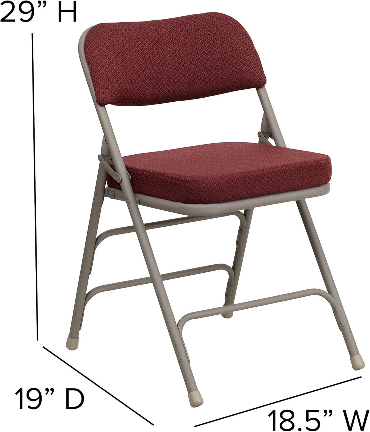 Flash Furniture 2 Pack HERCULES Series Premium Curved Triple Braced & Double Hinged Burgundy Fabric Metal Folding Chair