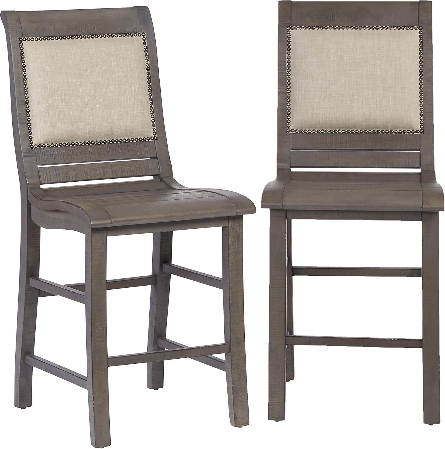 Progressive Furniture Willow Set of 2 Wood Counter Chairs in Distressed Gray