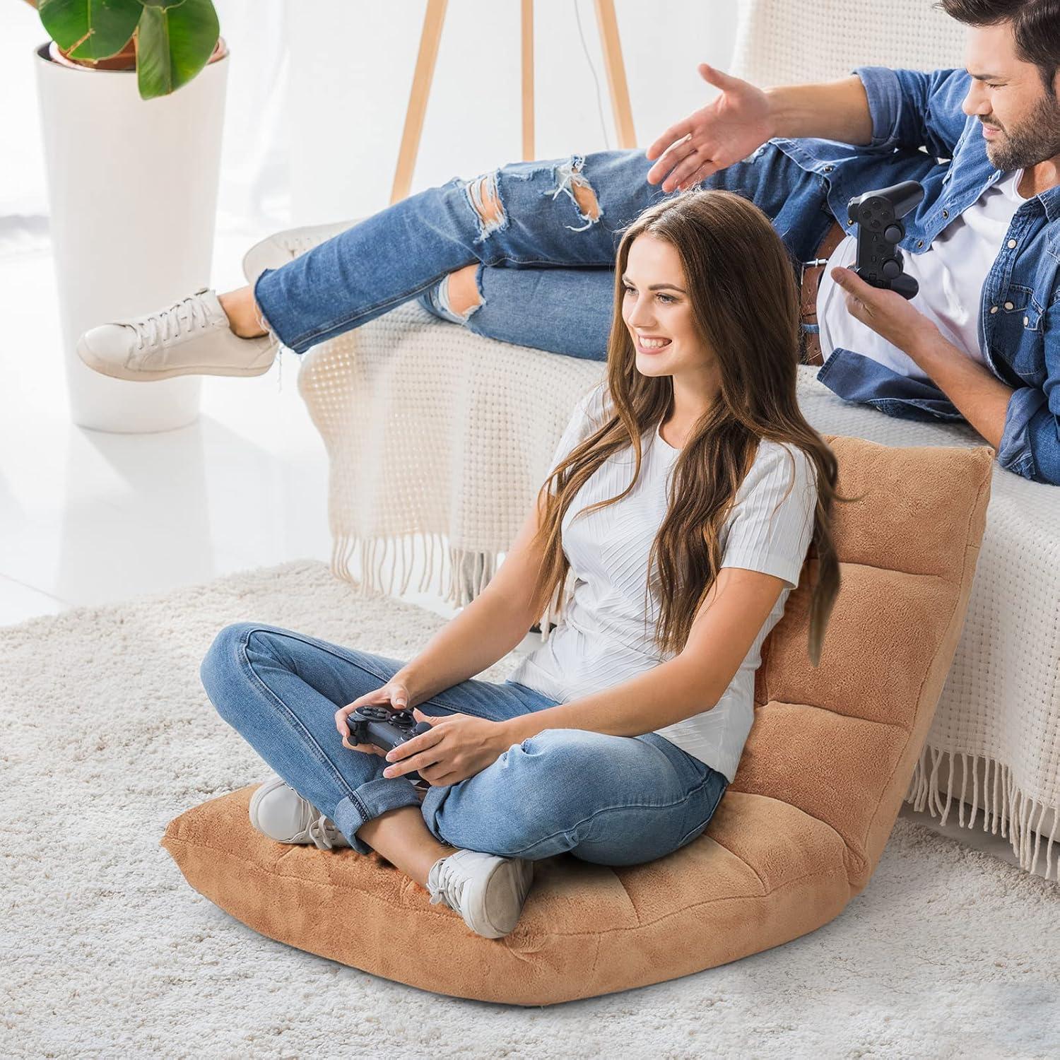 JYHOME Floor Chair  14-Position Adjustable Floor Chair with Back Support  Folding Padded Gaming Sofa Chair for Reading  Gaming  Meditation  Living Room Lazy Lounge Chair  Floor Video Gami