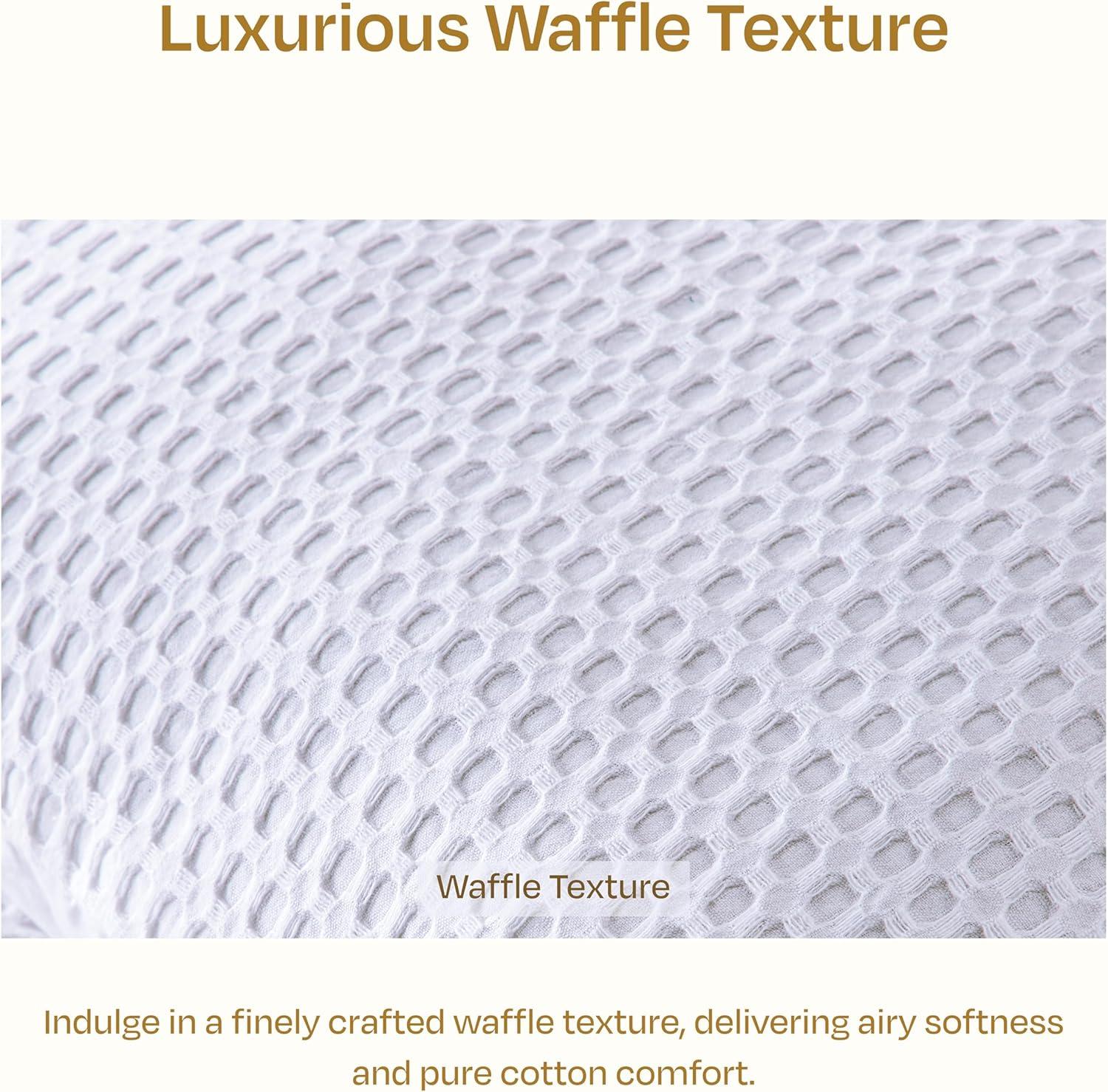 Textured Duvet Cover & Shams | 3 Piece Set Soft 100% Cotton | White Duvet Cover by California Design Den - White Waffle, Oversized King