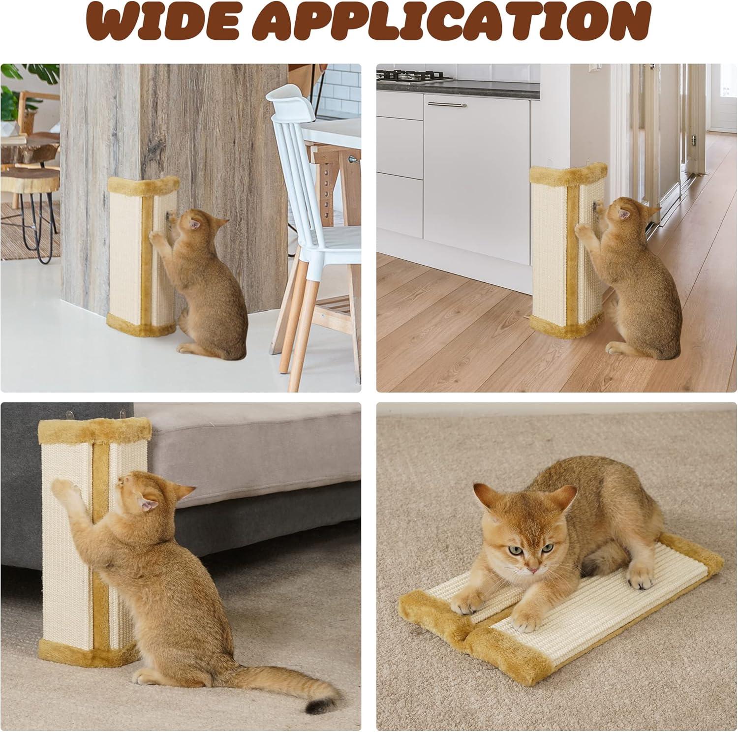 Lahas Cat Wall Corner Scratcher Furniture Protector Kittens Scratch Board Sisal Cat Scratching Pad Wall Mounted for Indoor Cats