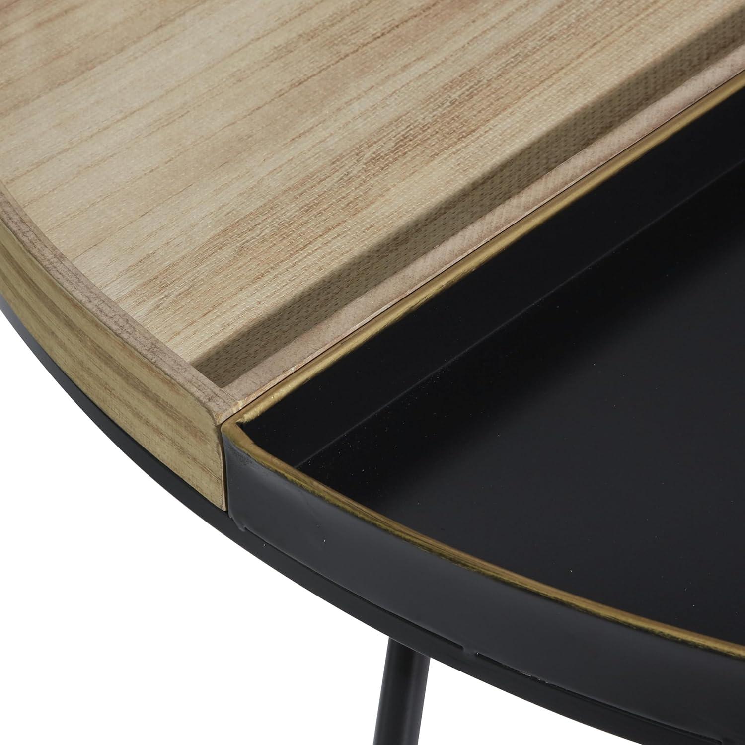 DecMode 38" x 18" Black Metal Split Coffee Table, 1-Piece