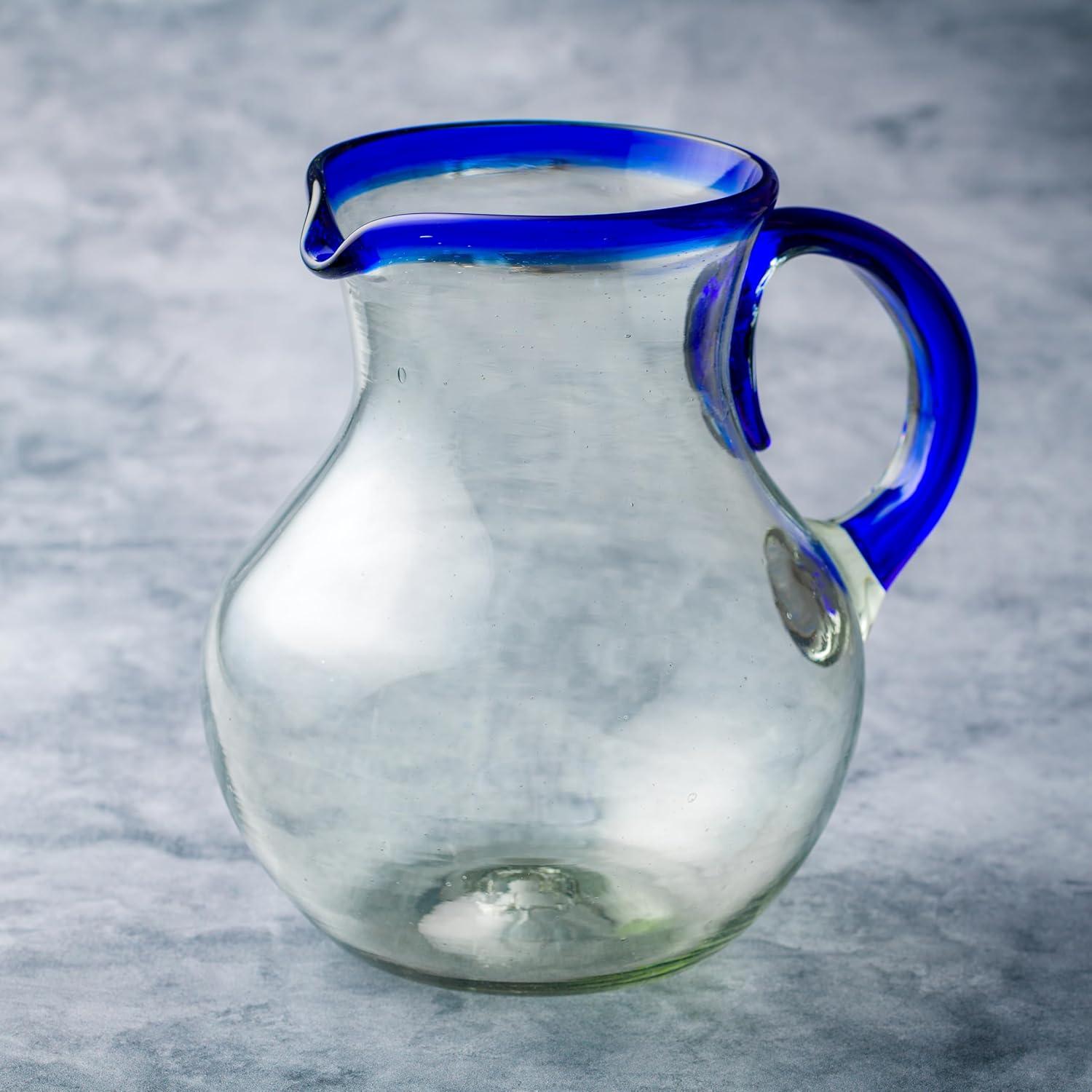 Ten Strawberry Street Rim Pitcher Handblown Mexican Glass
