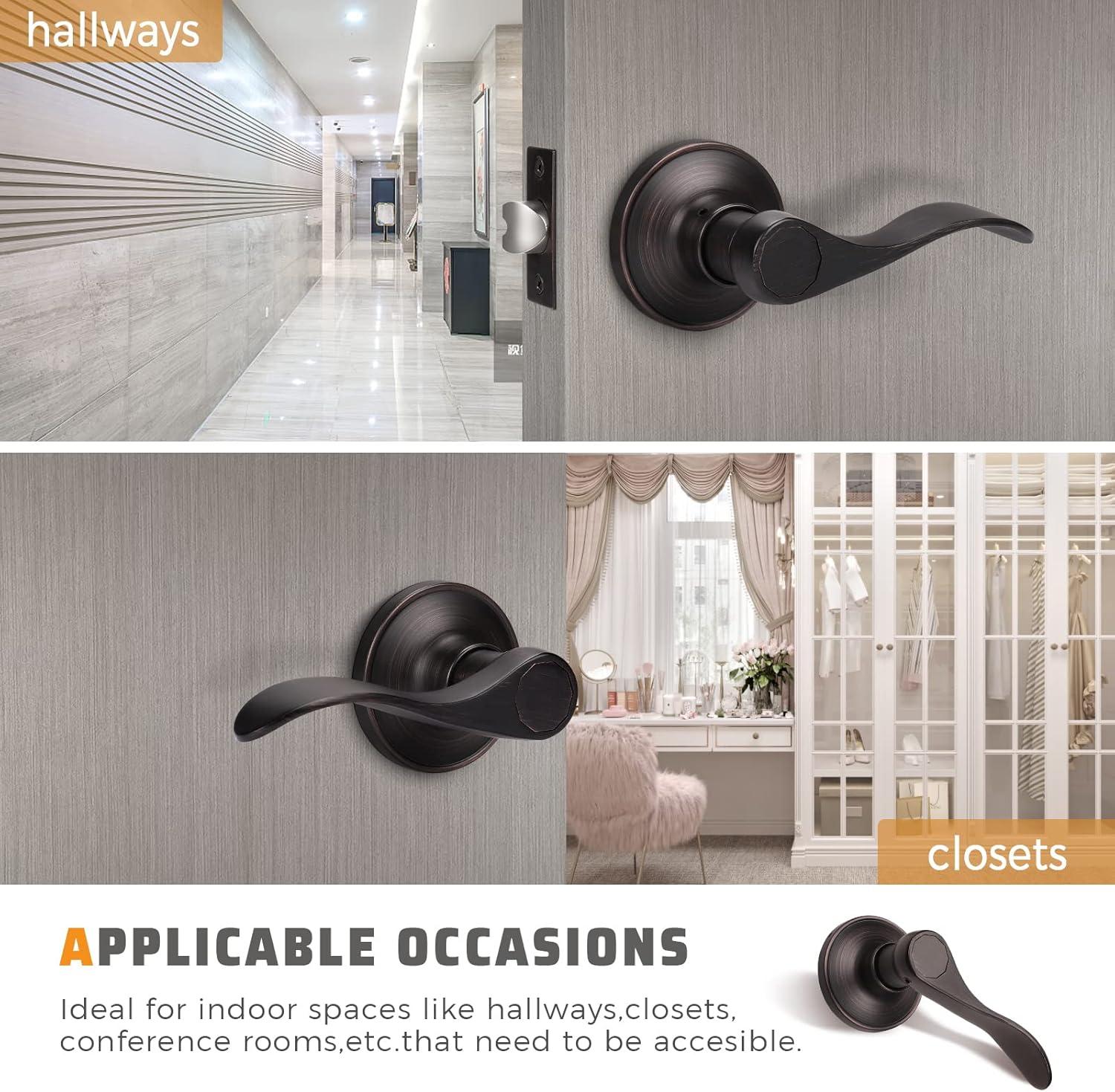 Oil Rubbed Bronze Modern Key Lock Door Lever Set