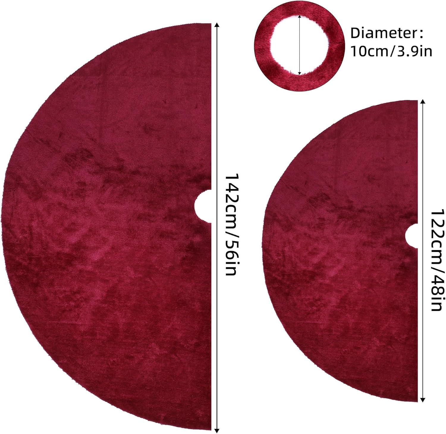 Zonao Christmas Knitted Tree Skirt Red Knitted Christmas Tree Skirt Ornaments