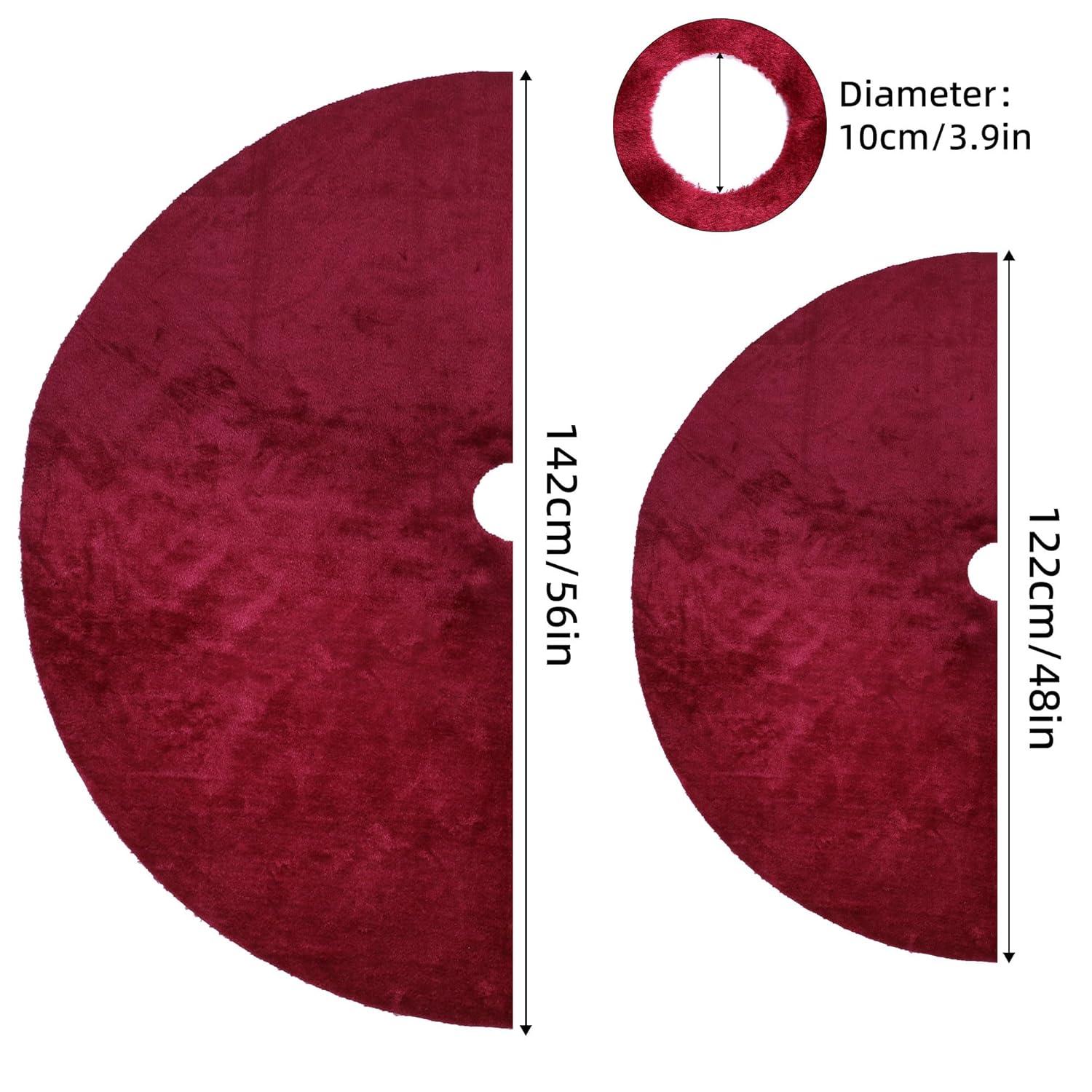 Zonao Christmas Knitted Tree Skirt Red Knitted Christmas Tree Skirt Ornaments