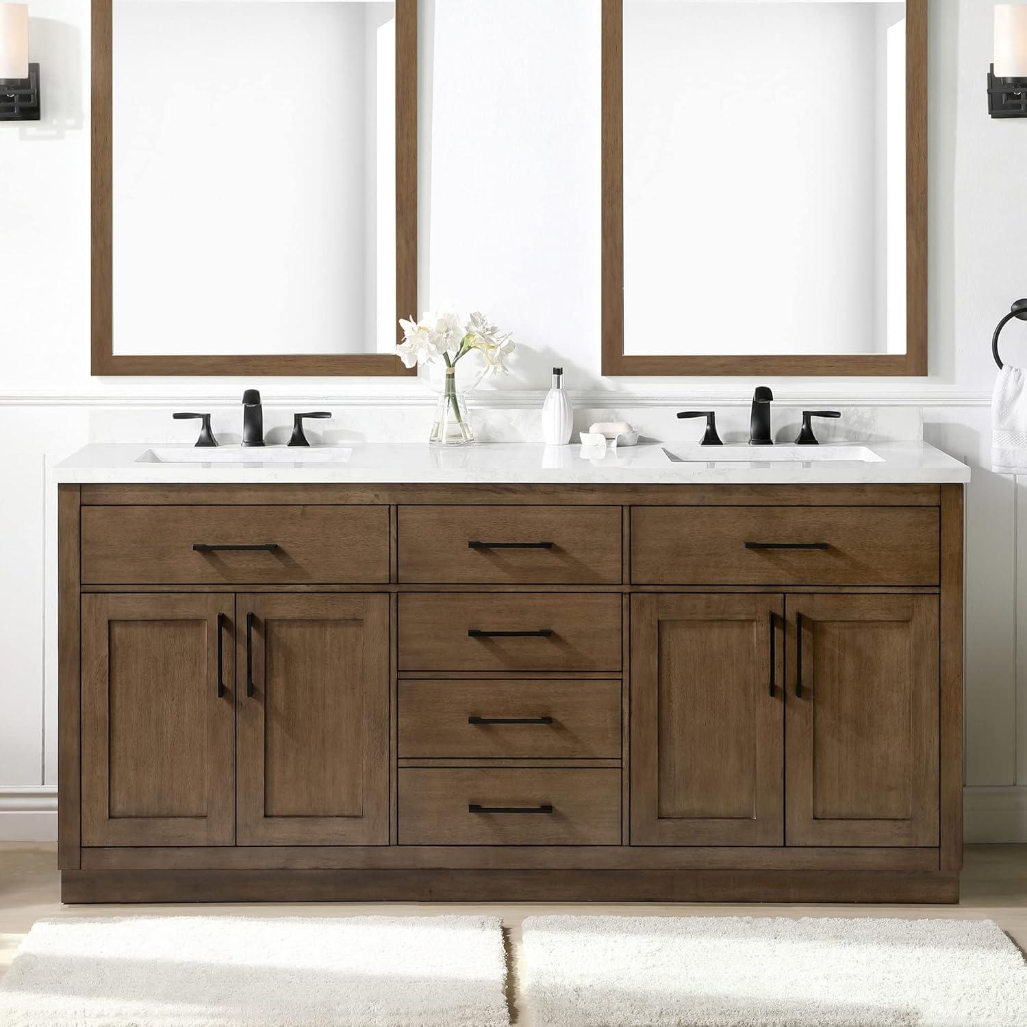 OVE Decors Athea 72 in. W Bath Vanity with Premium Countertop and Power Bar