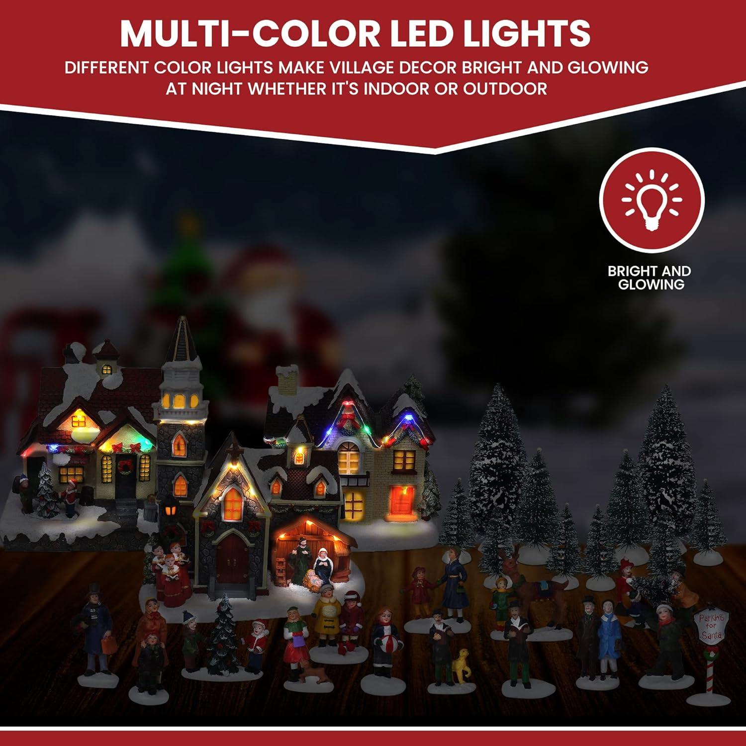 TOP TREASURES Christmas Village Set 6" Christmas Occasion Resin Figurines, Set of 30