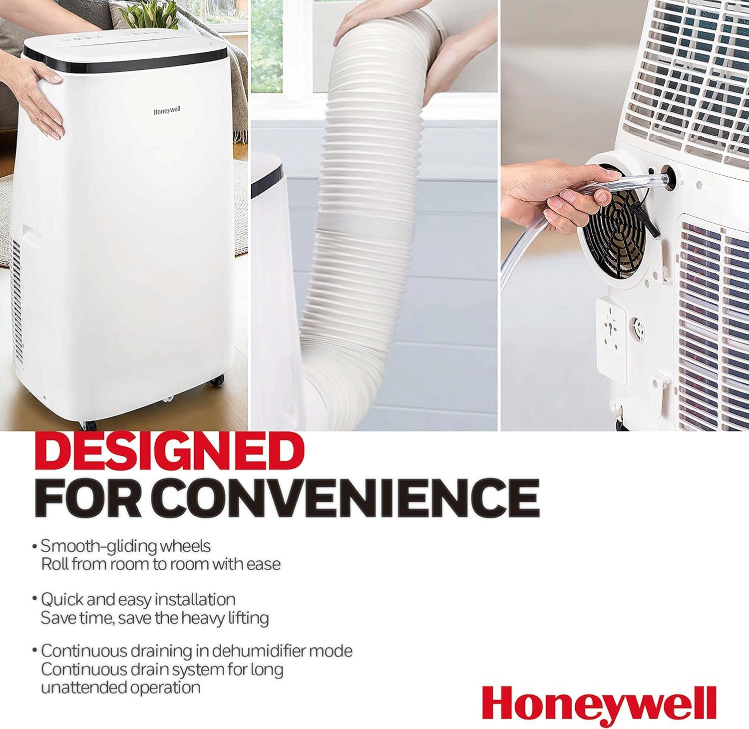 Honeywell 8,050 BTU SACC Portable Air Conditioner, 115V, 3 Fan Speeds for 550 Sq. Ft. in White