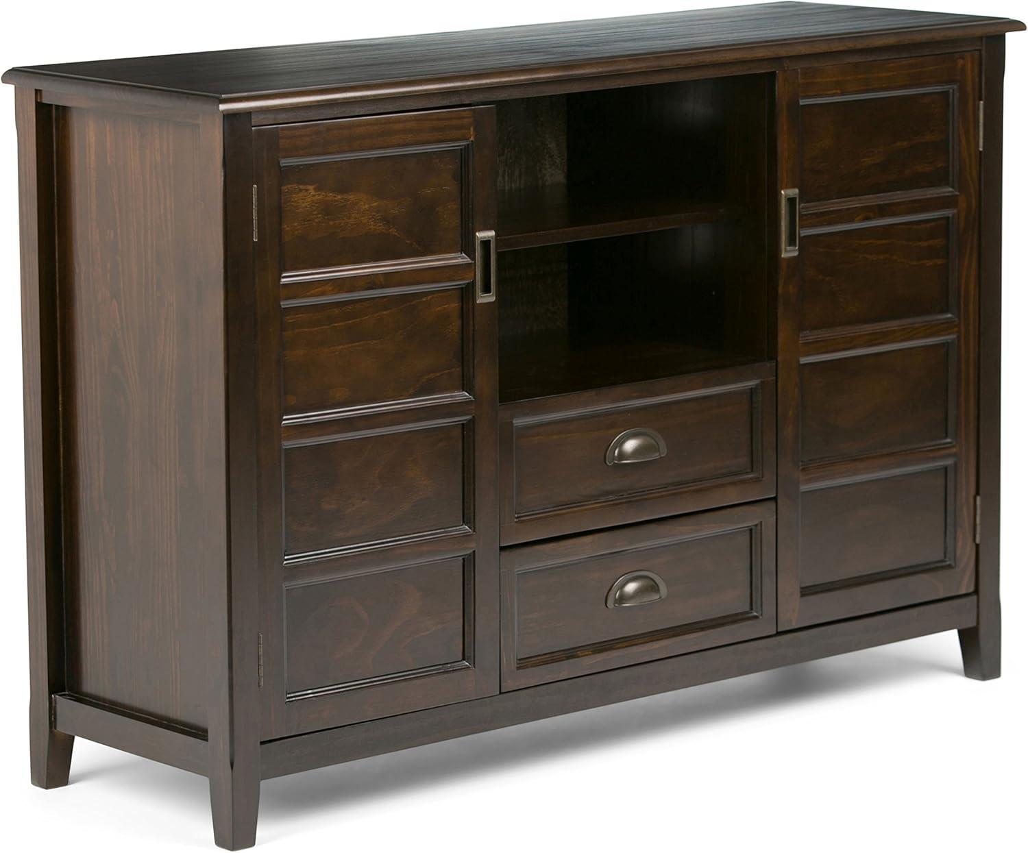 Mahogany Brown 60" Solid Wood TV Stand with Cabinets