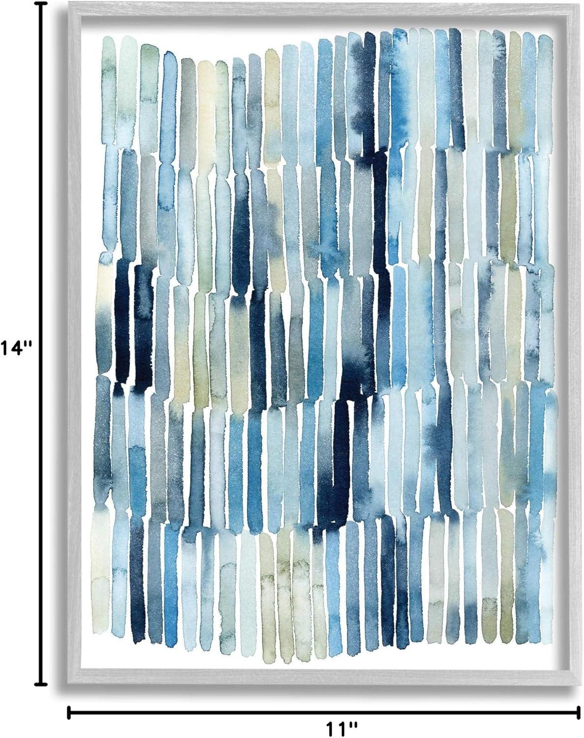 Stupell Industries Nautical Inspired Abstraction Blue Beige Blocked Lines Abstract Painting Gray Framed Art Print Wall Art, 11 x 14