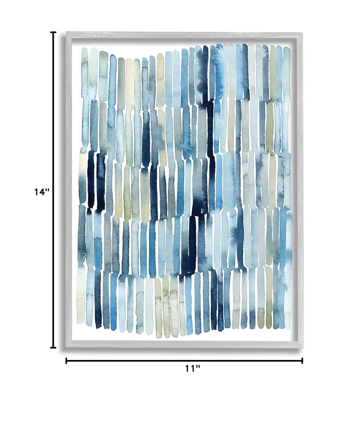 Stupell Industries Nautical Inspired Abstraction Blue Beige Blocked Lines Abstract Painting Gray Framed Art Print Wall Art, 11 x 14