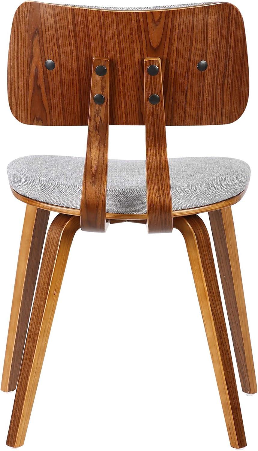 Jaguar Mid-Century Modern Kitchen Dining Table Accent Chair in Walnut Wood and Gray Fabric