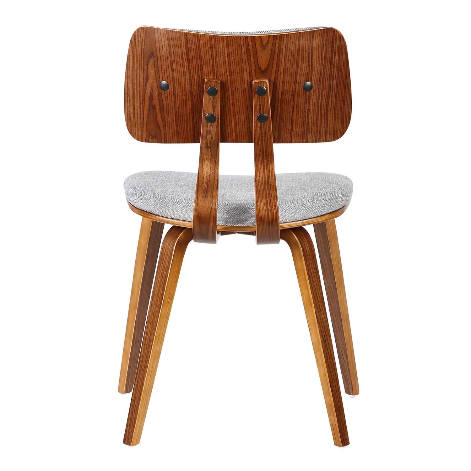 Jaguar Mid-Century Modern Kitchen Dining Table Accent Chair in Walnut Wood and Gray Fabric