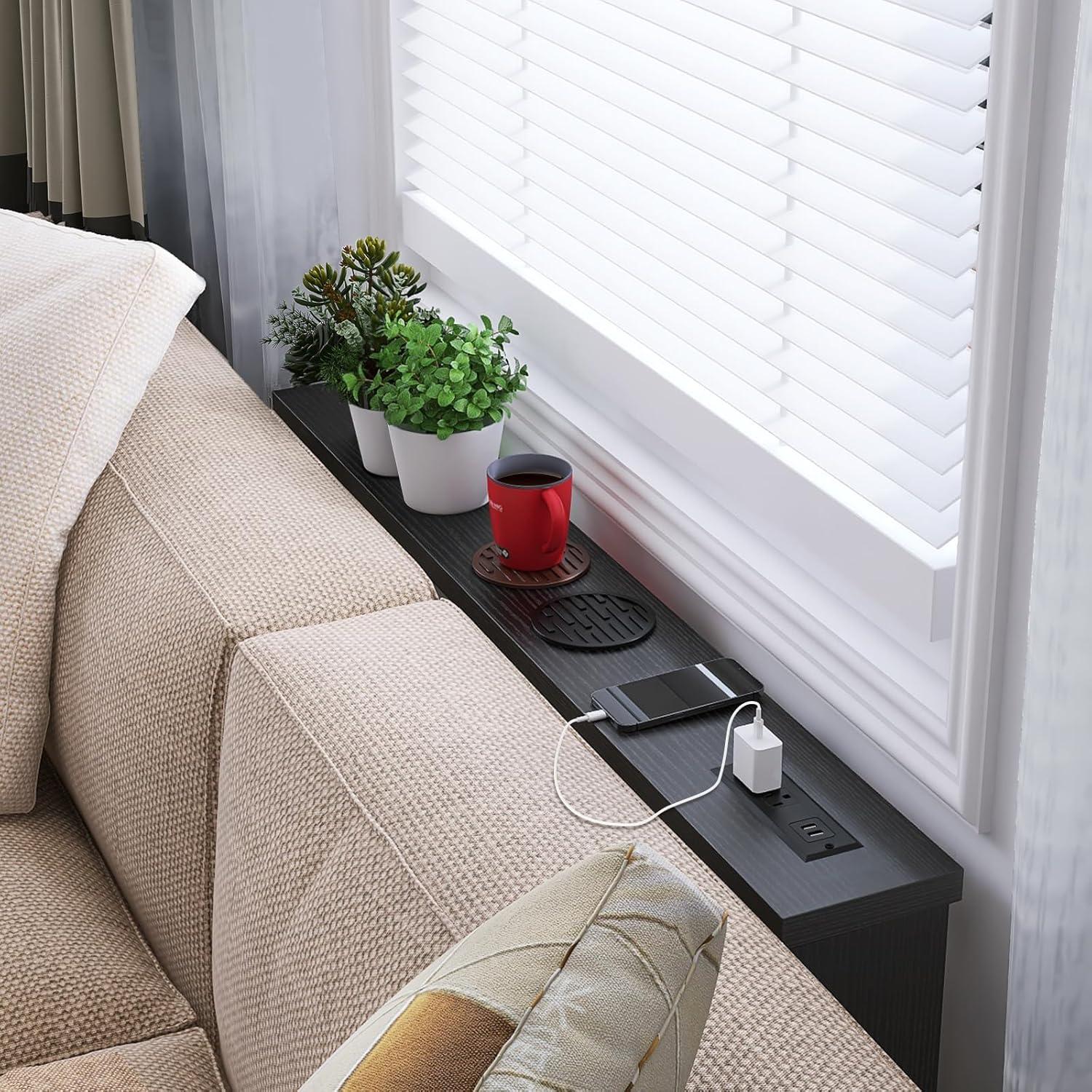 Latitude Run® Narrow Sofa Table With Sockets, USB Ports And Charging Station