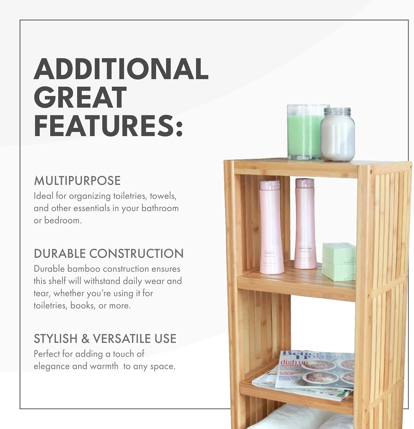 ToiletTree Products Bamboo Freestanding Organizing Shelf - Wooden Bathroom Shelf to Store Toiletries - Bamboo Shelf to Use in the Bathroom, Bedroom, and More - 5-Tier Shelf