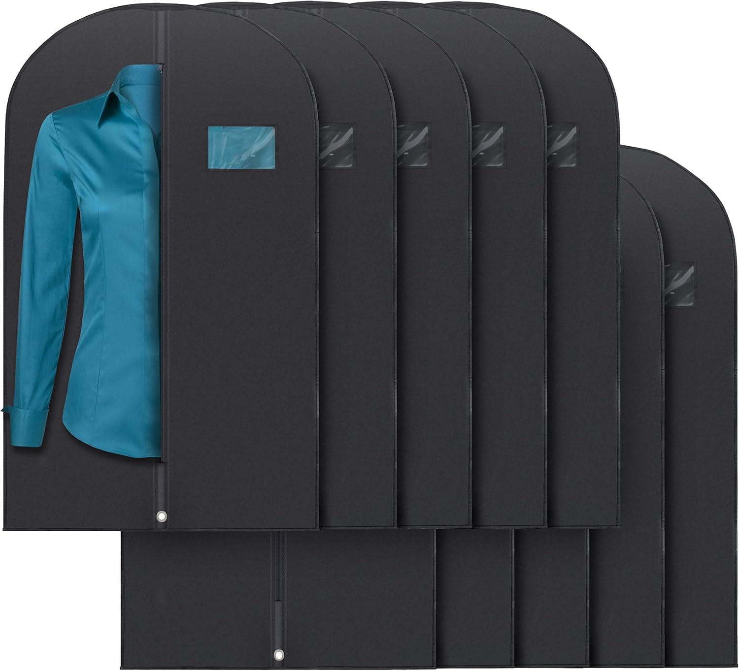 Plixio 40" Black Garment Bags Suit Bag for Travel & Clothing Storage of Dresses, Shirts, Fur Coats, Dance Costumes - Hanging Suit Storage (10 Pack)