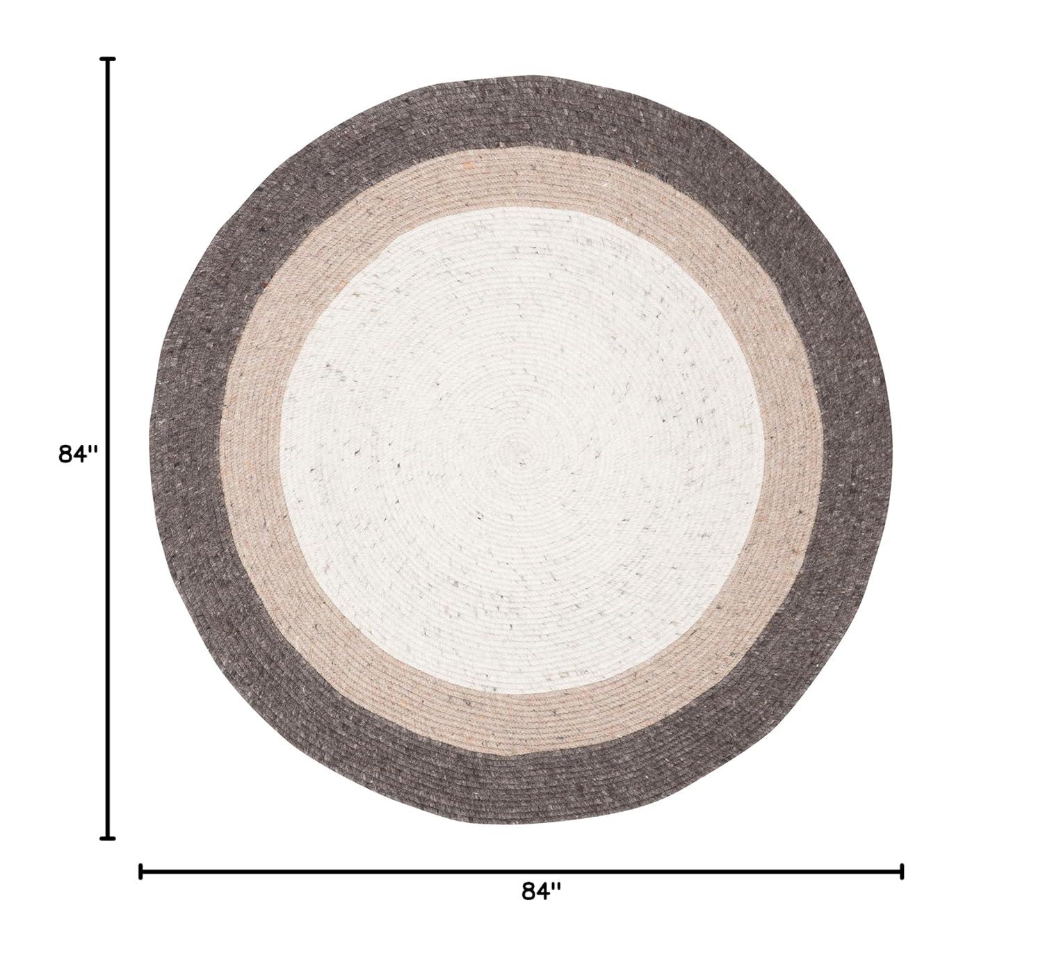 Braided BRD903 Hand Woven Indoor Area Rug - Charcoal/Ivory - 7' Round - Safavieh
