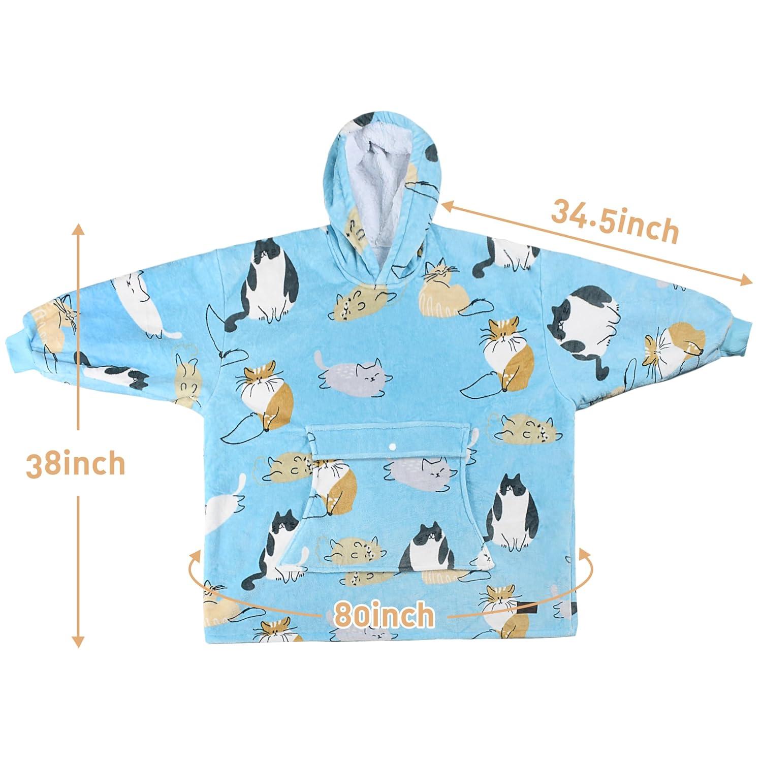Catalonia Catalonia Oversized Hoodie Blanket Sweatshirt, Wearable Fleece Giant Pullover for Men Women